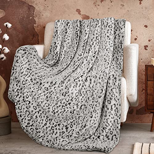 Grey Leopard Print Throw Blanket for Women, Soft Warm Cheetah Blanket, Cozy Fleece Throw for Bed Sofa Couch, Home Decor Living Room Bedroom Decor, Mothers Day Birthday Gifts for Mom Grandma, 50"x60" - color: Grey Leopard, size: Throw Size50" x 60" (130 x
