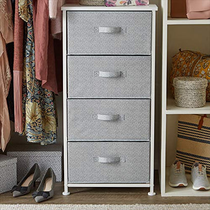 Amazon Basics Fabric 4-Drawer Storage Organizer Unit for Closet, Bedroom, White - color: White