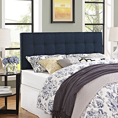 Modway Lily Tufted Linen Fabric Upholstered Queen Headboard in Navy - color: Navy, size: Queen