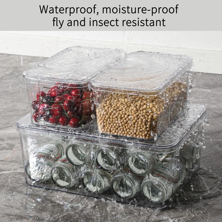 Clear Storage Bins With Lids,5 Packs Food Storage Organizer,Cabinet Storage Basket for Clothing, Towels, Cosmetics, Kitchen Storage Containers,Transparent Pantry Containers (3L+2S) - size: 3L+2S