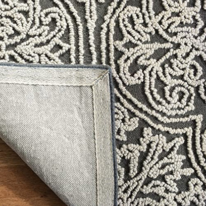 SAFAVIEH Trace Collection 4' Round Dark Grey/Light Grey TRC101A Handmade Premium Wool Entryway Foyer Living Room Bedroom Kitchen Area Rug - color: Dark Grey/Light Grey, size: 4' (Round)