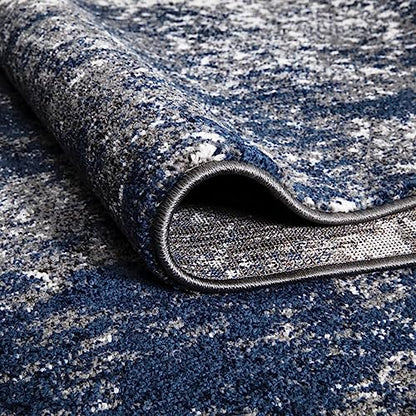 Keen Home Design Runner Rugs - 32"x91" Non-Shedding, Thick Pile Abstract Rugs for Kitchen, Living Room, Bedroom, Dining Room, Entryway - Size: 2'8" x 7'7", Abstract Navy/Gray - color: Abstract Navy/Gray, size: 2'8" x 7'7" (Runner)