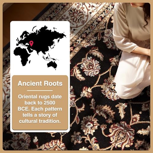 Well Woven Barclay Collection Sarouk Black 8 ft Round Rug - for Living Room, Bedroom, and Dining Room - color: Black, size: 7'10" (Round)