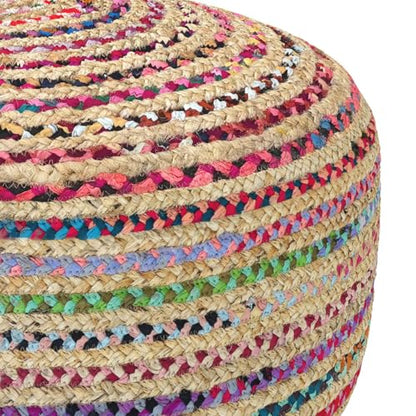 SIMPLIHOME Nate 20" Wide Square Pouf in Light Teal Handwoven Cotton | Versatile boho footstool, braided pouf, extra seating for living room or bedroom with swirl pattern, assembled; pouf ottoman. - color: Multi-color, style: Pouf