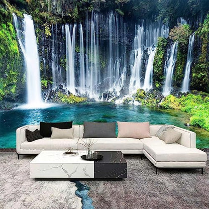 Green Waterfall Wall Mural Landscape Wallpaper for Bathroom Bedroom | 106"x70" Not Peel and Stick - color: Art Wall-25, size: 106" x 70"