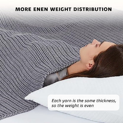 L'AGRATY Knitted Weighted Blanket - 50"x60" 7lbs Cooling Chunky Knit Heavy Blanket for Adults Braided Crochet Throw Thick Cable Yarn Knit Decorative No Beads Evenly Weighted Machine Washable | No Beads Evenly Weighted Machine Washable Chunky Braided Croch