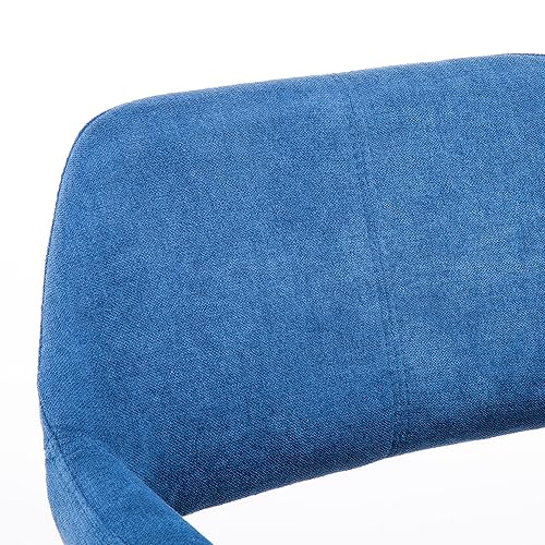 Desk Chair No Wheels Vanity Chair Comfy Accent Chair for Living Dining Room Bedroom Home Office Mid Century Modern Upholstered Armchair Sofa Chair (Blue, 1) - color: Blue