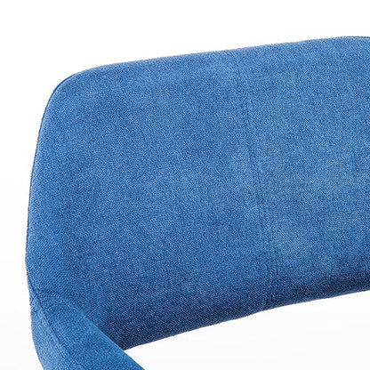 Desk Chair No Wheels Vanity Chair Comfy Accent Chair for Living Dining Room Bedroom Home Office Mid Century Modern Upholstered Armchair Sofa Chair (Blue, 1) - color: Blue