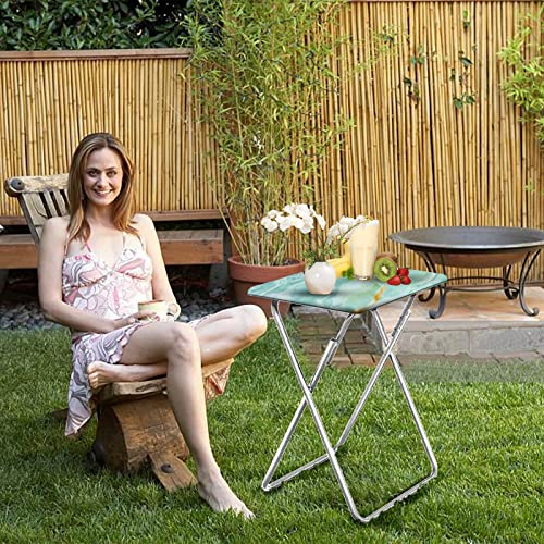 Folding TV Tray Table,TV Dinner Table with Sturdy MDF Top,Eating Trays for Living Room with No Assembly Required, 2PCS (Sea Blue) - color: Sea Blue, size: 2pcs