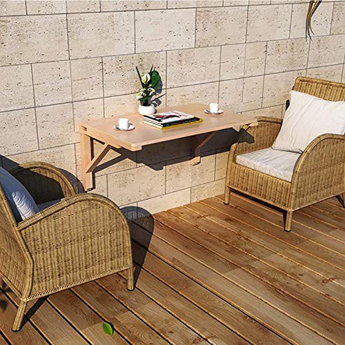 MM MELISEN Solid Wood Wall-Mounted Folding Table in Natural, 23.6" D x 15.7" W. A Space-Saving fold-Down Desk, Ideal for Laundry Rooms, Kitchens, Home Offices, or as a Kids' Study Desk - color: Wood, size: 60X40CM/24X16IN