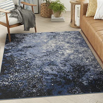 Nourison Home Passion Light Blue Black 3'9" x 5'9" Area Rug - Easy Clean, Non Shedding, Bed Room, Living Room, Dining Room, Kitchen (4' x 6') - color: Light Blue Black, size: 3'9" x 5'9" (Rectangular)