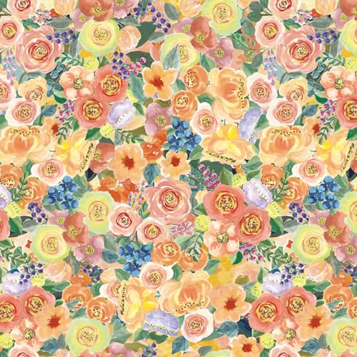 Simon&Siff Floral Peel and Stick Wallpaper 17.3"x80" Yellow Watercolor Flowers Wall Murals Removable Wall Paper for Bedroom Bathroom Cabinet Renter Friendly - color: Yellow, size: 17.3" x 80"