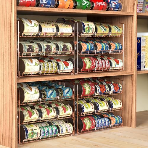 Simple Houseware 3-Tier Stackable Can Organizer Rack 36 Cans, Rose Gold | Can Food Storage Dispenser for Pantry/Cabinet, Adjustable Dividers – 11.5" D x 17" W x 13.75" H - color: Rose Gold
