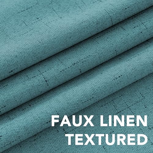H.VERSAILTEX Linen Blackout Curtains 96 Inches Long 100% Absolutely Blackout Thermal Insulated Textured Linen Look Curtain Draperies Anti-Rust Grommet, Energy Saving with White Liner, 2 Panels, Teal - color: Teal, size: 52"W x 96"L (Pack of 2)