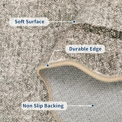 GarveeHome Scalloped Washable Small Round Rug 3 ft Non-Slip, Brown | Soft Christmas Solid Ultra-Thin Circle Low Pile Stain Resistant Carpet for Bedroom Entryway Kitchen Bathroom - color: Brown, size: 3' x 3' (Round)