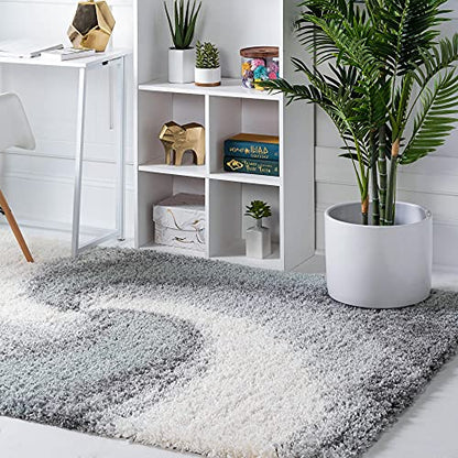 Rugs.com - Soft Touch Shag Rug – 3' 3 x 5' 3 Sage Green Plush Shag Rug – Modern Abstract Swirls, Soft for Bedrooms, Living Rooms, and Offices - color: Sage Green, size: 3' x 5' (Rectangular)