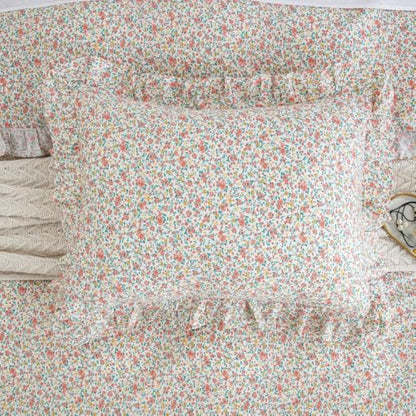 DAUAOTO Full Size Ruffle Duvet Cover Set, 100% Cotton, Kids Teen Girls Duvet Cover 82"X86" + 2 Shams, Ditsy Floral Pattern Pink - color: Pattern 10#, size: 82"x86" Full Cover + 2 Shams