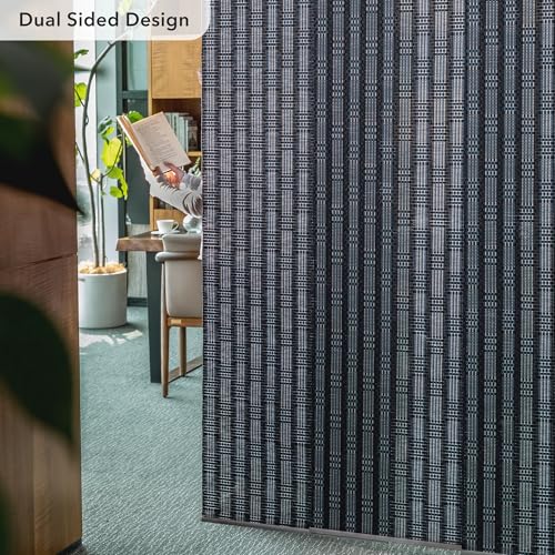 Deluxe Vertical Blinds Blue 45.8"-86" x 96", Blue Grotto | Deluxe Designer Blue Panel Blinds for Patio Doors and Room Dividers with Extendable Track and Trimmable Panels - color: Blue Grotto