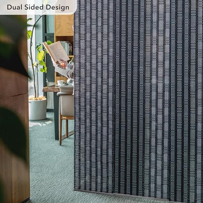 Deluxe Vertical Blinds Blue 45.8"-86" x 96", Blue Grotto | Deluxe Designer Blue Panel Blinds for Patio Doors and Room Dividers with Extendable Track and Trimmable Panels - color: Blue Grotto