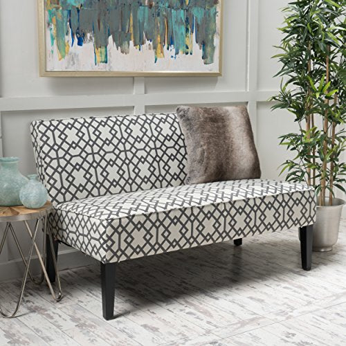 50" Small Loveseat Sofa, Comfy Mini Fabric Sofa Couch for Small Spaces, 2 Seater Armless Sofa with Solid Wood Legs for Living Room, Dorm, Office, Bedroom (Grey 1) - color: Grey 1