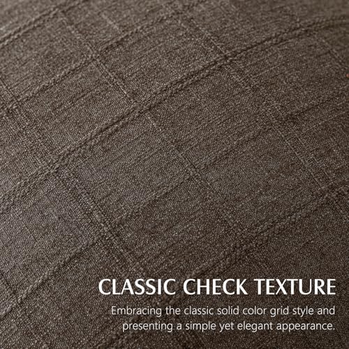 Foindtower Set of 1 Decorative Linen Check Throw Pillow Cover Neutral Farmhouse Vintage Cushion Cover Modern Boho Home Decor for Sofa Chair Couch Bedroom Living Room,16×16 Inch,Dark Brown - color: Dark Brown, size: 16" x 16" (Pack of 1)