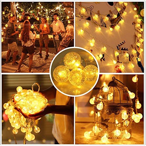 Globe String Lights Plug in, 10ft 20 LED Globe Crystal Ball Warm White Fairy Lights for Birthday Holiday Christmas Wedding Party Home Decoration