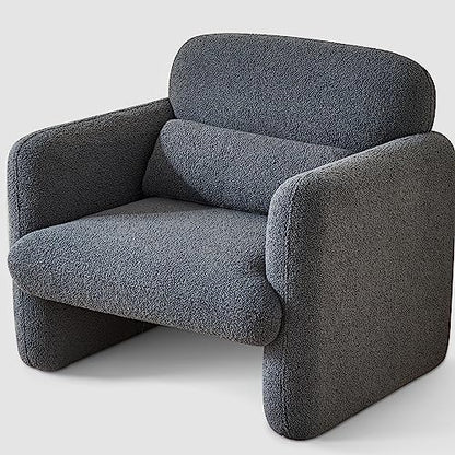 Modern Accent Single Sofa Chair with Arms, Lamb Fabric Upholstered Comfy Reading Arm Chair for Bedroom, Living Room-Beige - color: Dark Gray, size: 30.31"D x 33.86"W x 31.5"H