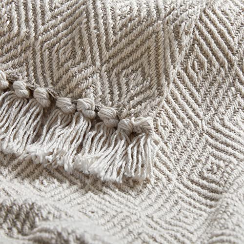 Americanflat 50x60 Throw Blanket - Soft and Breathable Cotton Throw Blanket for Couch, Bed, Chair - Decorative Blankets Perfect for Home, Office, or Outdoor Use - Cream and Beige Diamond Design - color: Cream Beige Diamond