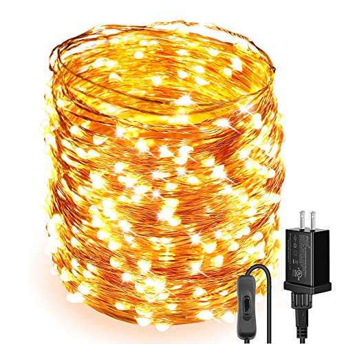 Ultra Long LED String Lights 164ft 500 LEDs Copper Wire Lights, UL Listed Plug in Warm White Fairy Lights with ON/Off Switch for Bedroom Patio Wedding Party Valentines Day Decor - color: 164FT Warm White