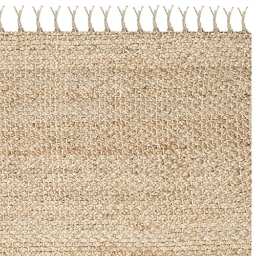 SAFAVIEH Natural Fiber Collection Area Rug - 4' Square, Natural, Handmade Farmhouse Fringe Jute, Ideal for High Traffic Areas in Living Room, Bedroom (NF733A) - size: 4' x 4' (Square)