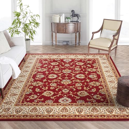 Well Woven Barclay Collection Sarouk Red 5x7 Area Rug - for Living Room, Bedroom, and Dining Room - color: Red, size: 5'3" x 7'3" (Rectangular)