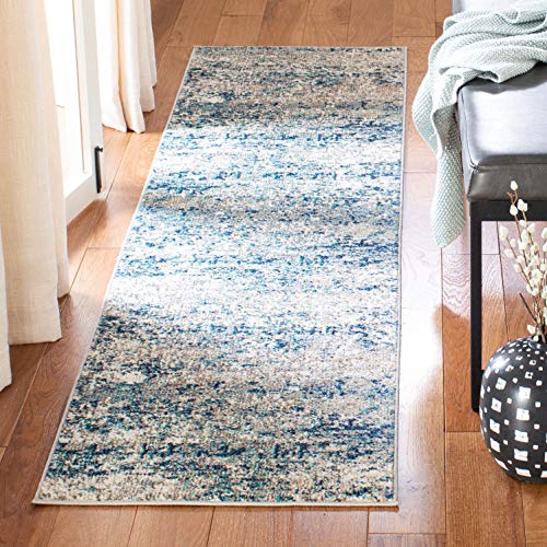 SAFAVIEH Madison Collection Runner Rug - 2'2" x 10', Grey & Blue, Modern Abstract Design, Non-Shedding & Easy Care, Ideal for High Traffic Areas in Living Room, Bedroom (MAD460K) - color: Grey/Blue, size: 2'2" x 10' (Runner)