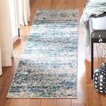 SAFAVIEH Madison Collection Runner Rug - 2'2" x 10', Grey & Blue, Modern Abstract Design, Non-Shedding & Easy Care, Ideal for High Traffic Areas in Living Room, Bedroom (MAD460K) - color: Grey/Blue, size: 2'2" x 10' (Runner)
