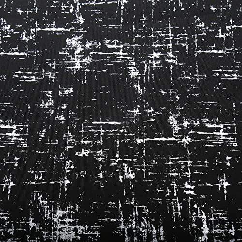 Taisier Home Silver Foil Print Linen Textured Curtains Geometric Dots Pattern Design Curtains for Nursery Toy Room Thermal Insulated Window Treatment 2 Panels 54" L,Black and Silver Drapes Print - color: Black/Silver, size: 52"W x 54"L (Pack of 2)