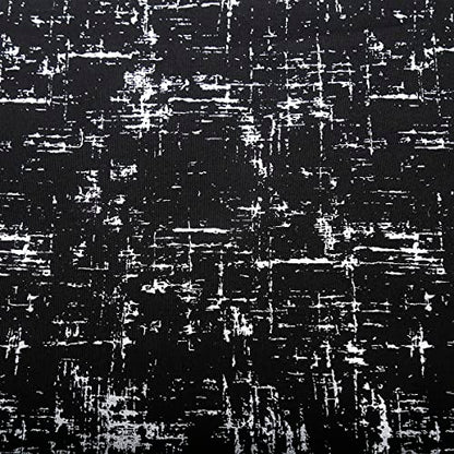 Taisier Home Silver Foil Print Linen Textured Curtains Geometric Dots Pattern Design Curtains for Nursery Toy Room Thermal Insulated Window Treatment 2 Panels 54" L,Black and Silver Drapes Print - color: Black/Silver, size: 52"W x 54"L (Pack of 2)