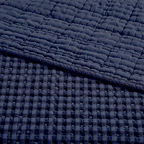 Levtex Home Mills Waffle Twin Bedspread Set (84x104in) with 1 Pillow Sham (26x20in) - Navy - 100% Cotton Twin Size Bedspread Set - Lightweight, Soft, Pre-Washed - color: Navy, size: Twin Bedspread