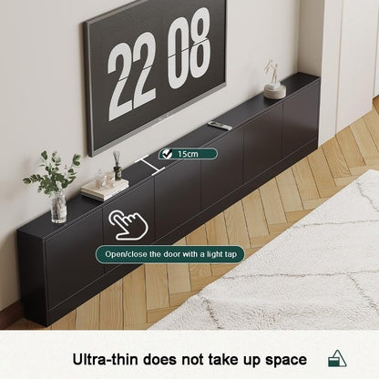 Black TV Stand Narrow Wooden TV Cabinet Storage Console Table with Adjustable Shelf Free-Standing Media Console for Living Room Practical(100 cm) - size: 100 cm