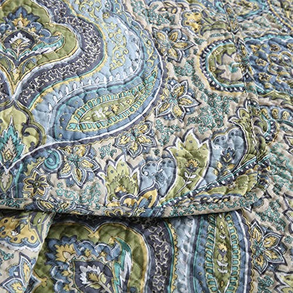 Autumn Dream Cotton Bedspread Quilt Sets, 3 Pieces Reversible Comforter Coverlet Sets,Classical Damask Paisley,Queen Size - color: Classical Damask, size: Queen (90 by98inch)