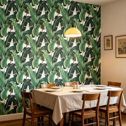 Banana Leaf Peel and Stick self Adhesive Wallpaper - 96''x32'' - color: X01, size: 32" x 96"