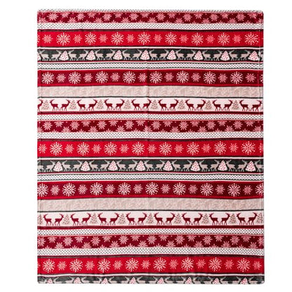 Pavilia Holiday Reindeer Snowflakes Fleece Throw Blanket | Soft, Plush, Warm Winter Cabin Throw, 50x60, Red - color: Holiday - Reindeer, size: 50 x 60 Inches - Throw