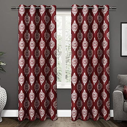 Exclusive Home Curtains - EH7945-07 2-84G Medallion Blackout Grommet Top Curtain Panel Pair, 52x84, Burgundy, 2 Piece - color: Burgundy, size: 52"W x 84"L (Pack of 2)