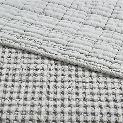 Levtex Home Mills Waffle Twin Bedspread Set (84x104in) with 1 Pillow Sham (26x20in) - Grey - Cotton Waffle Twin Size Bedspread Set - Lightweight, Soft, Pre-Washed - color: Grey, size: Twin Bedspread
