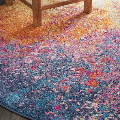 Nourison Home Passion 4' x Round Multicolor Fabric Modern Area Rug (4' Round) - color: Sunburst, size: 4' (Round)