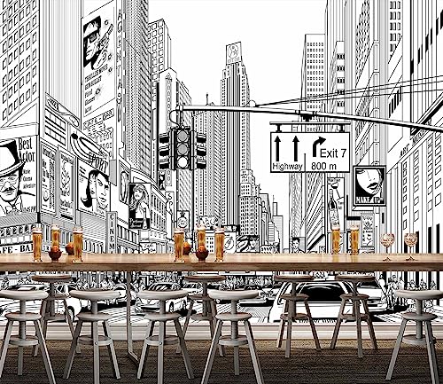Black and White New York City Mural Wallpaper for Bedroom | 149"x96" Not Peel and Stick - color: Art Wall-14, size: 149" x 96"