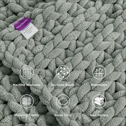 Maetoow Handmade 10 lb Soft Knitted Weighted Blanket, 40 x 60 in Breathable Chunky Knit Gravity Blanket Throw, Home Decor for Sofa Couch Bed, Sage Green