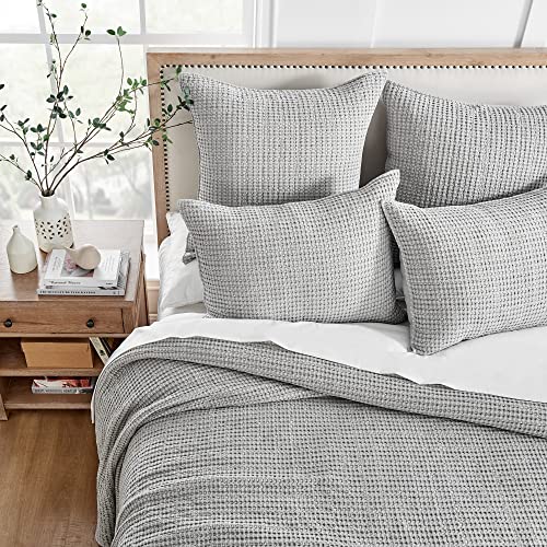 Levtex Home Mills Waffle Twin Bedspread Set (84x104in) with 1 Pillow Sham (26x20in) - Grey - Cotton Waffle Twin Size Bedspread Set - Lightweight, Soft, Pre-Washed - color: Grey, size: Twin Bedspread