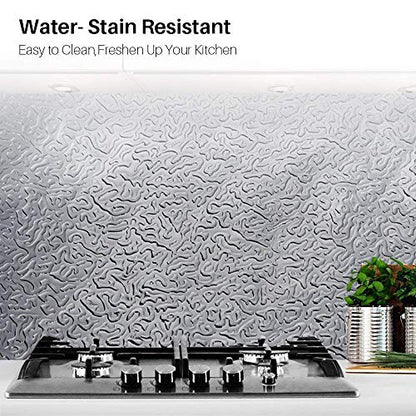 D&L Kitchen Backsplash Sticker, Aluminum Foil Orange Peel Texture, Waterproof Removable High Temperature Resistant DIY Wallpaper, 0.4m x 3m Self-Adhesive Wall Decal for Kitchen Walls & Appliances