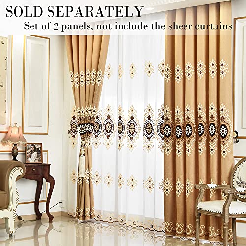 Simple Chenille Curtains, Jacquard Blackout Window Elegance Drapes/Panels/Treatments for Bedroom Living Room, 42x63, Top Grommets, 2 Panels | Medium Weight Fabric, Woven Texture, Soft Light Filtering, Classic Style Accent, for Living Room and Bedroom Wind