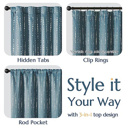 jinchan Boho Blackout Curtains 63 Inch Length Moon Phase Printed Drapes | Blue Farmhouse Curtains for Bedroom Living Room Back Tab Drapes Room Darkening Window Treatments 2 Panels - color: Luna | Blue, size: 52"W x 63"L (Pack of 2)