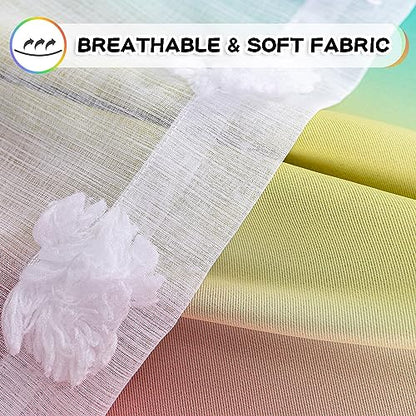 MYSKY HOME Rainbow Curtains for Boys Bedroom Kids Curtains 54 Inches Length White Pom Pom Sheer Small Window Curtains Nursery 2 Panels Double Layer Curtains Grommet Room Darkening Curtains, W52 X L54 - color: Rainbow, size: 52"W x 54"L (Pack of 2)